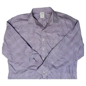 Brooks Brothers Shirt Regent Fit Button Down Purple Check 17.5-4/5 100% Cotton L